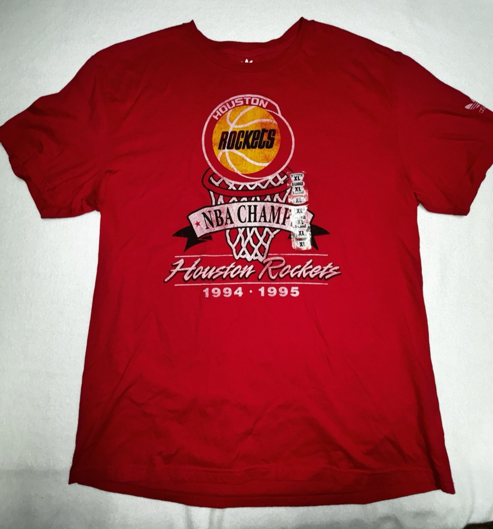 Vtg 90s Houston Rockets World Champs 1994-1995 Red T-Shirt Mens XL Adidas NEW